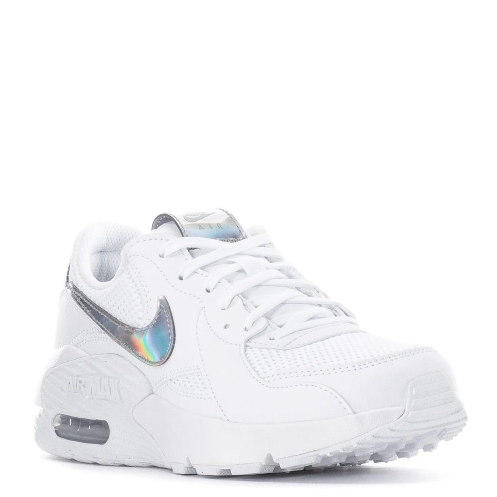 Nike White Air Max Sneaker with Holographic Swoosh Size 7.5